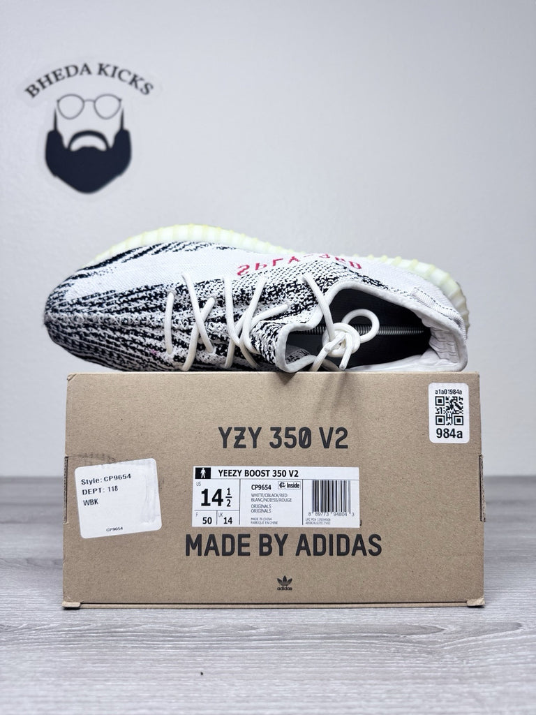 Size 14.5 - adidas Yeezy Boost 350 V2 Low Zebra CP9654 Preowned Authentic