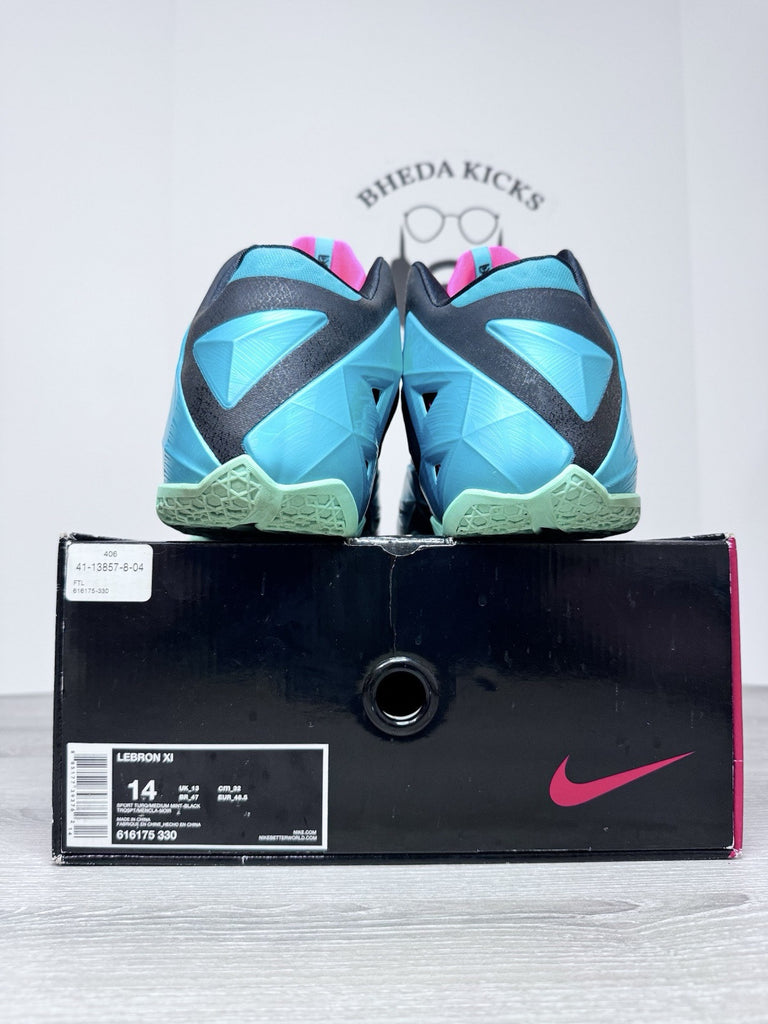 Size 14 - Nike LeBron XI 11 Miami South Beach 616175-330 Rare WORN ONCE