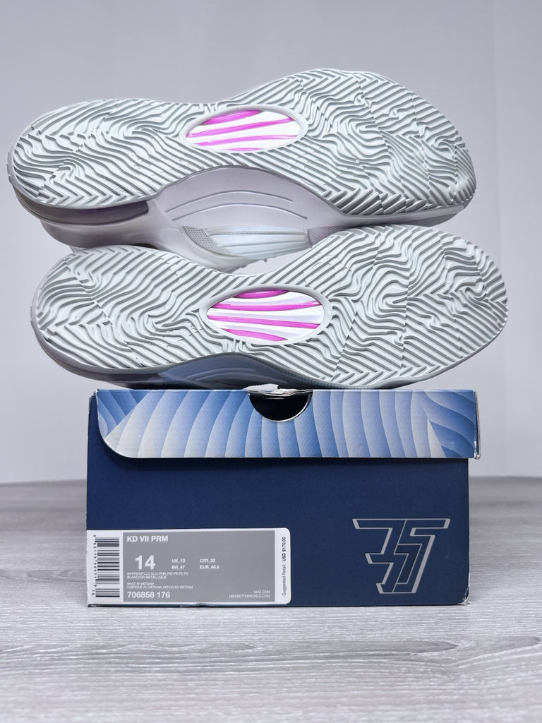 Size 14 - Nike KD 7 VII PRM Prm Aunt Pearl White Sneaker 706858-176 NEW DS