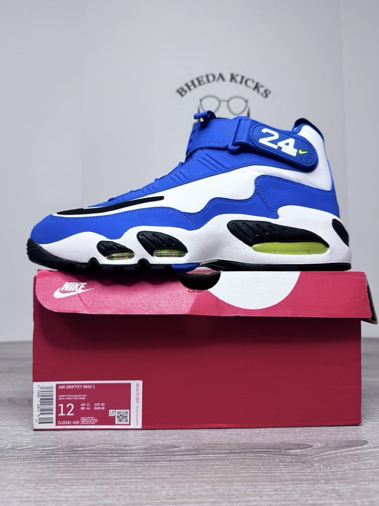 Size 12 - Nike Air Griffey Max 1 Varsity Royal Black Volt DJ5161-400 NEW DS