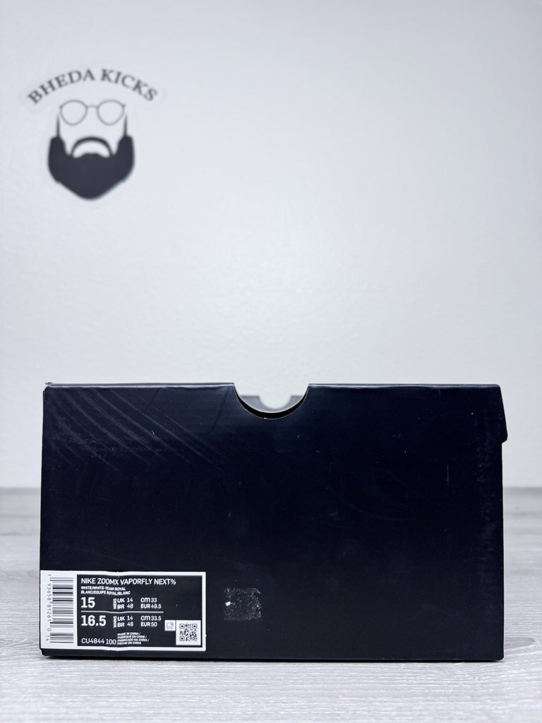 Size 15 - Nike Zoomx Vaporfly Next% Blue Ribbon Sports  White Royal CU4844-100