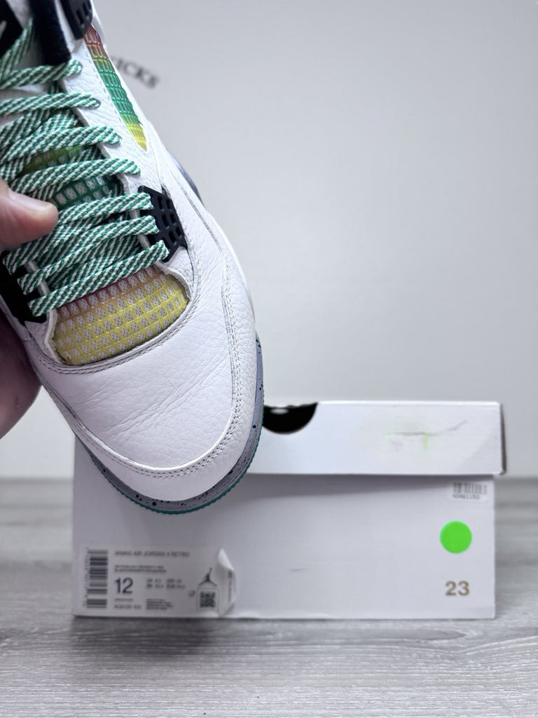 Size 12W/10.5M - Air Jordan 4 Retro Rasta Green Gray White Orange AQ9129-100