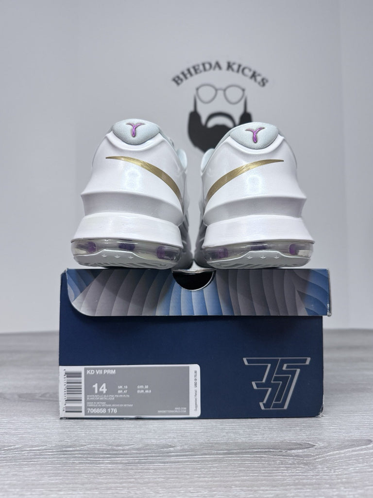 Size 14 - Nike KD 7 VII PRM Prm Aunt Pearl White Sneaker 706858-176 NEW DS