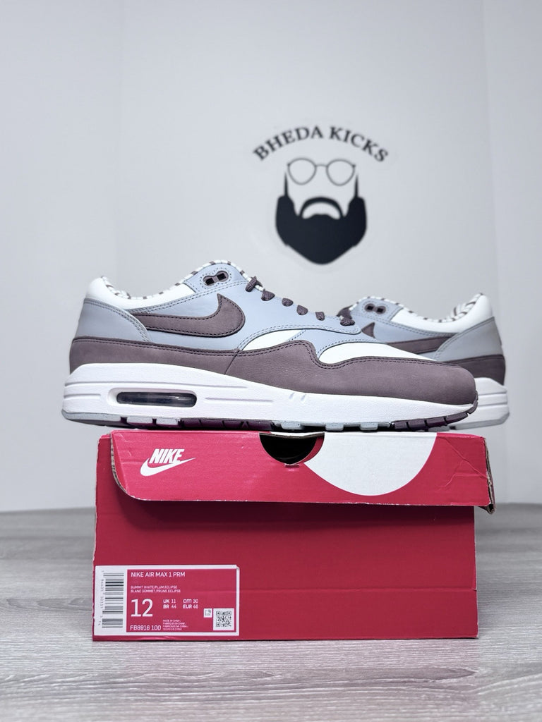 Size 12 - Nike Air Max 1 Premium Plum Eclipse ‘Shima Shima’ FB8916-100 NEW DS