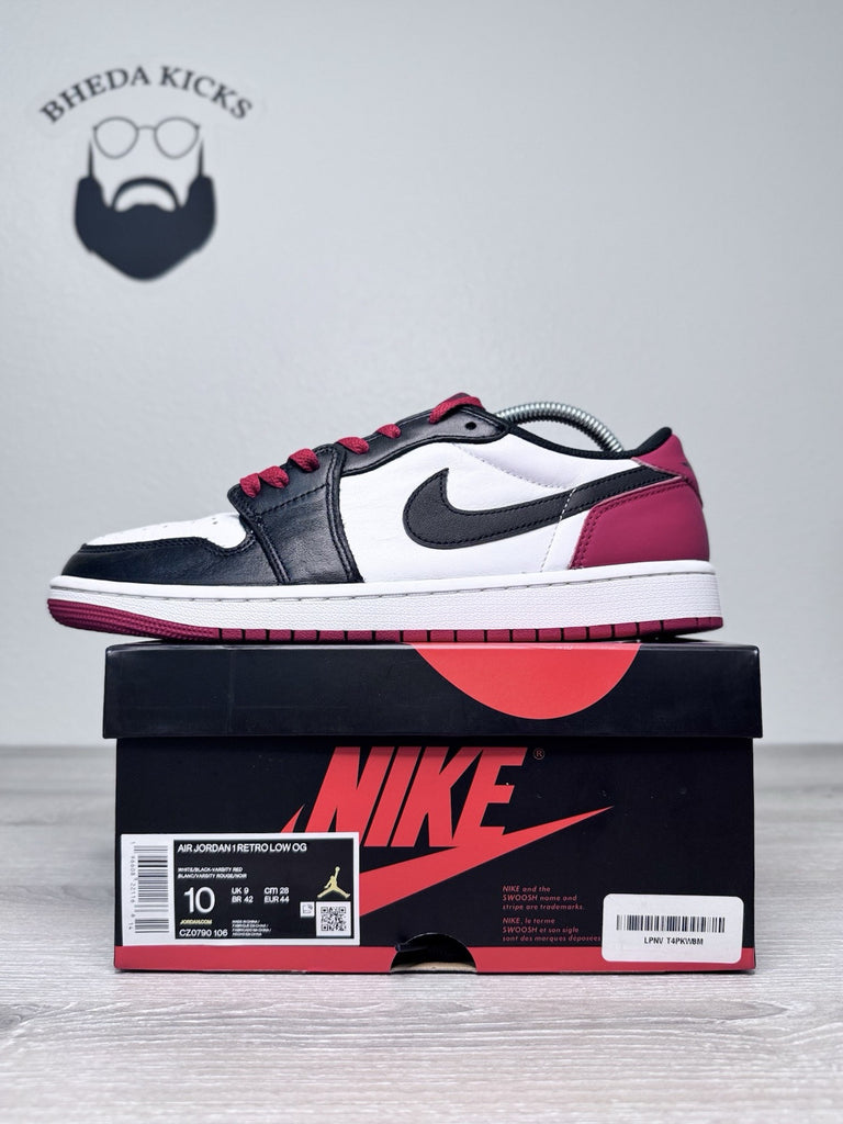 Size 10 - Nike Air Jordan 1 Low OG Black Toe Men CZ0790-106 Preowned