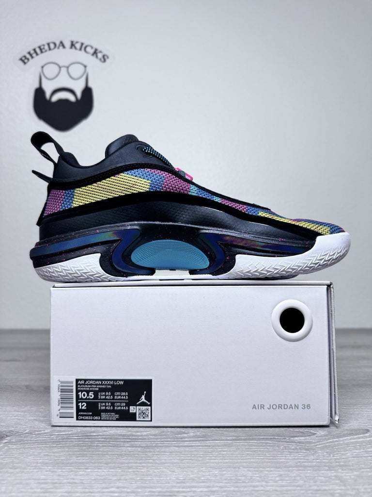 Size 10.5 - Air Jordan 36 Low Black Multi-Color DH0833-063 NEW DS