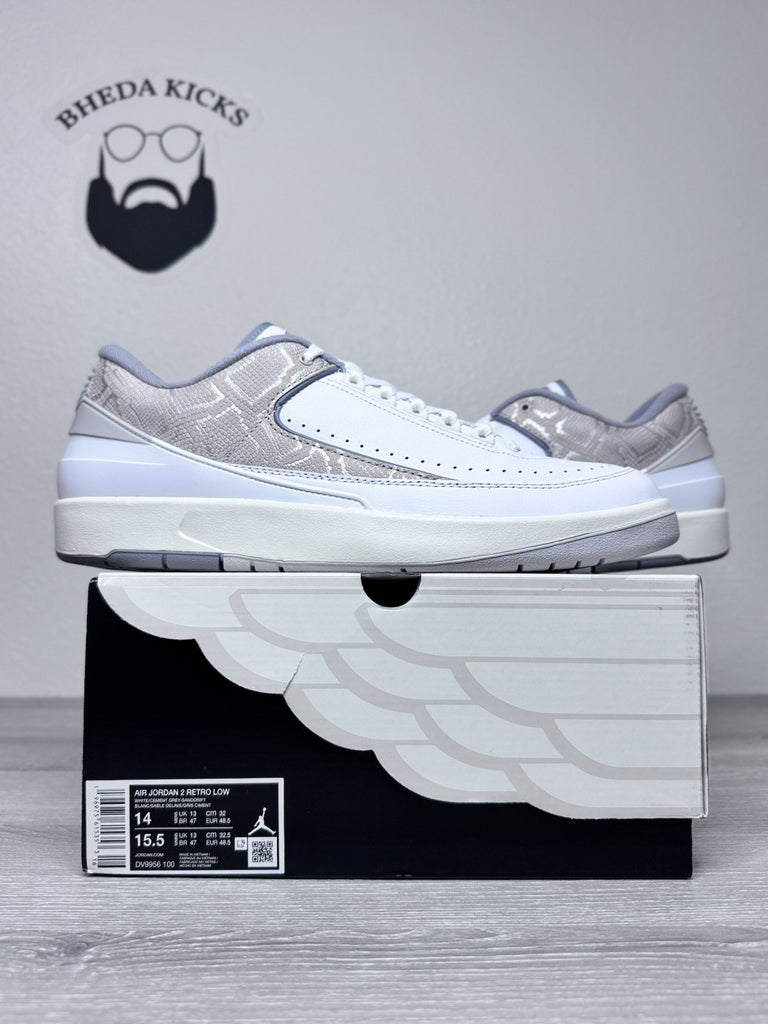 Size 14 - Nike Air Jordan 2 Retro Low Python White Grey Sanddrift DV9956-100
