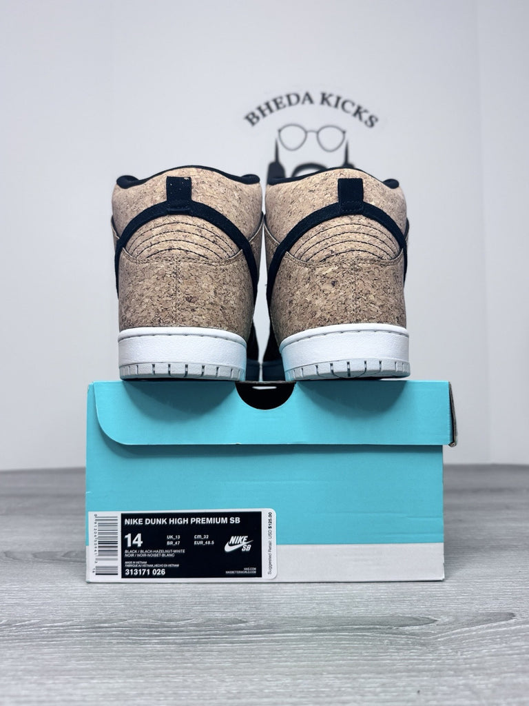 Size 14 - Nike SB Dunk High Cork 313171-026 Black Hazelnut White NEW DS