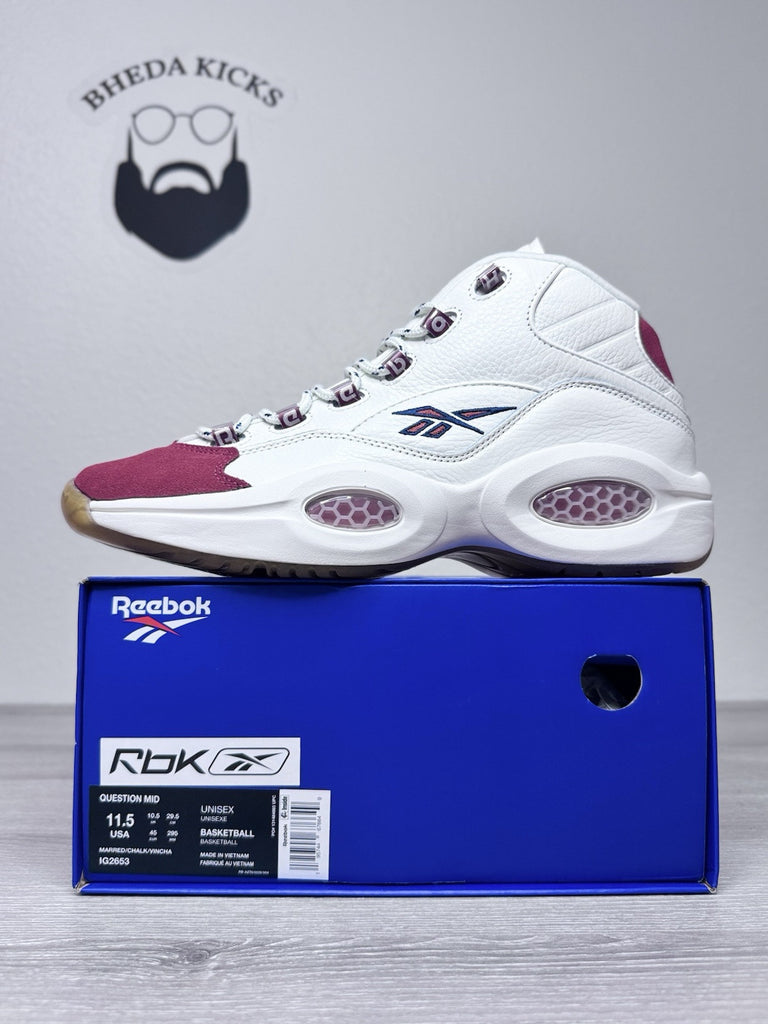 Size 11.5 - Reebok Iverson Question Mid Vintage Red Toe White IG2653 Men’s NEW