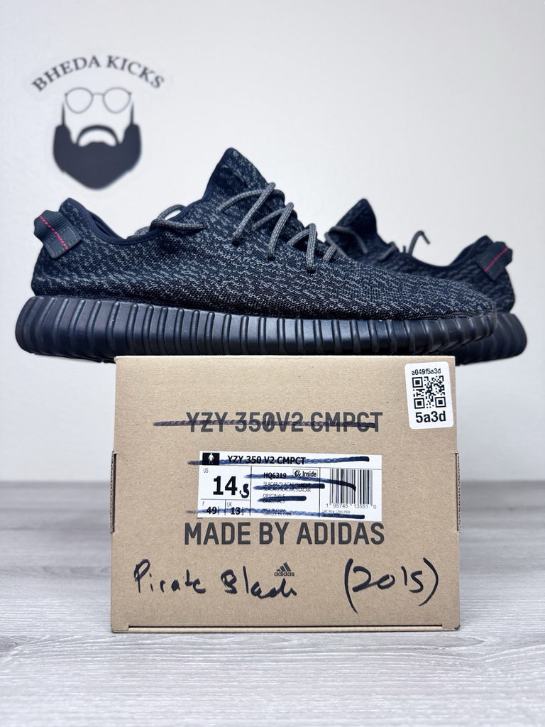 Size 14.5 - adidas Yeezy Boost 350 2015 Pirate Black AQ2659 Preowned Authentic