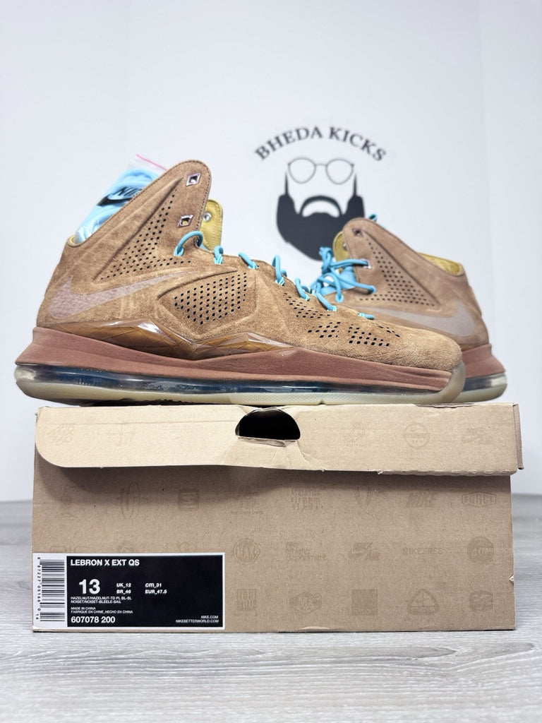 Size 13 - Nike LeBron 10 EXT QS Hazelnut 607078-200 Authentic NEW DS