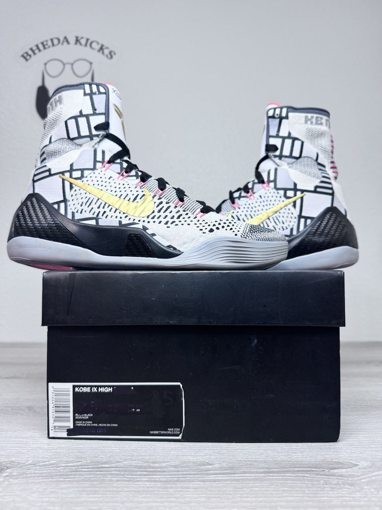 Size 8.5 - Kobe 9 Elite Fundamentals US Mens White And Gold 630847-100 2013