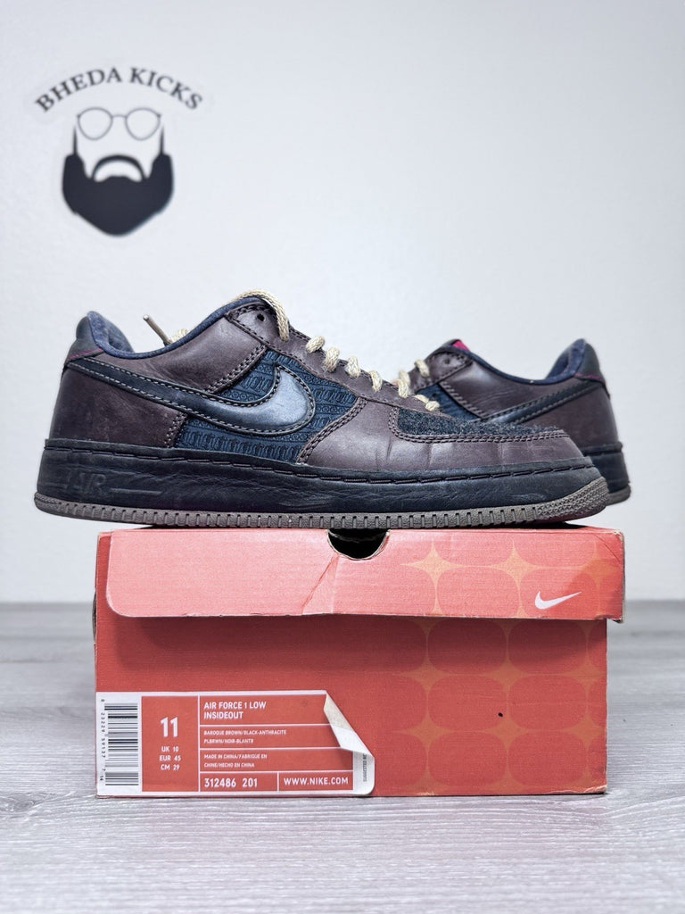 Size 11 - Nike Air Force 1 Low Insideout Brown 312486-201 Preowned Authentic