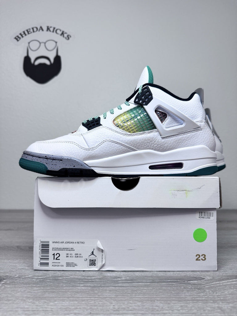 Size 12W/10.5M - Air Jordan 4 Retro Rasta Green Gray White Orange AQ9129-100