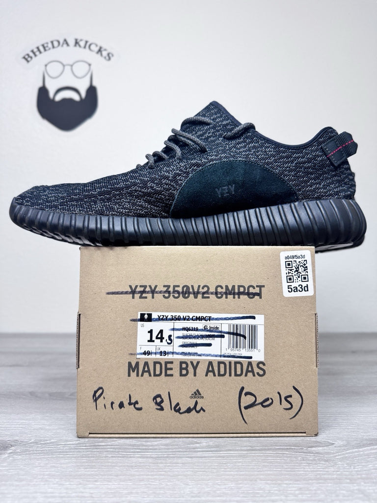Size 14.5 - adidas Yeezy Boost 350 2015 Pirate Black AQ2659 Preowned Authentic