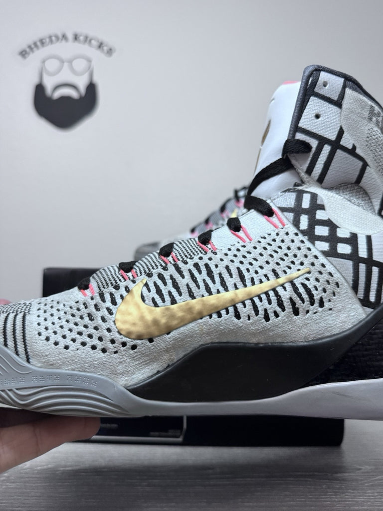 Size 8.5 - Kobe 9 Elite Fundamentals US Mens White And Gold 630847-100 2013
