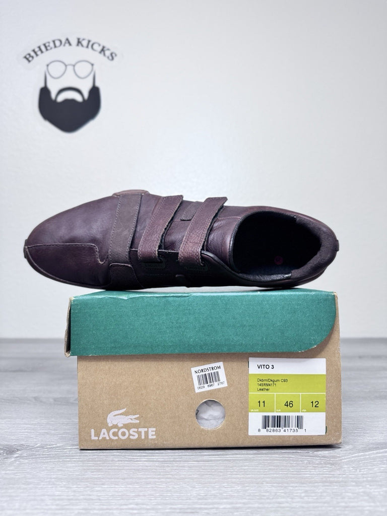 Size 12 - LACOSTE SPORT Strap VITO 3 C93 Brown Leather Loafer Shoes Sneakers