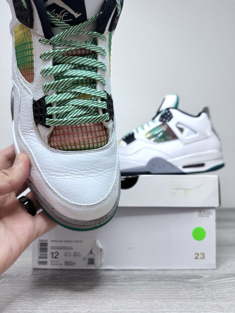 Size 12W/10.5M - Air Jordan 4 Retro Rasta Green Gray White Orange AQ9129-100
