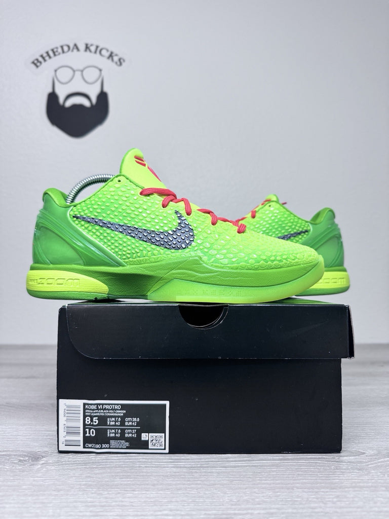 Size 8.5 - Nike Zoom Kobe 6 Protro 'Grinch' CW2190-300 Preowned Og Rare