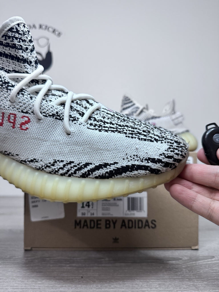 Size 14.5 - adidas Yeezy Boost 350 V2 Low Zebra CP9654 Preowned Authentic