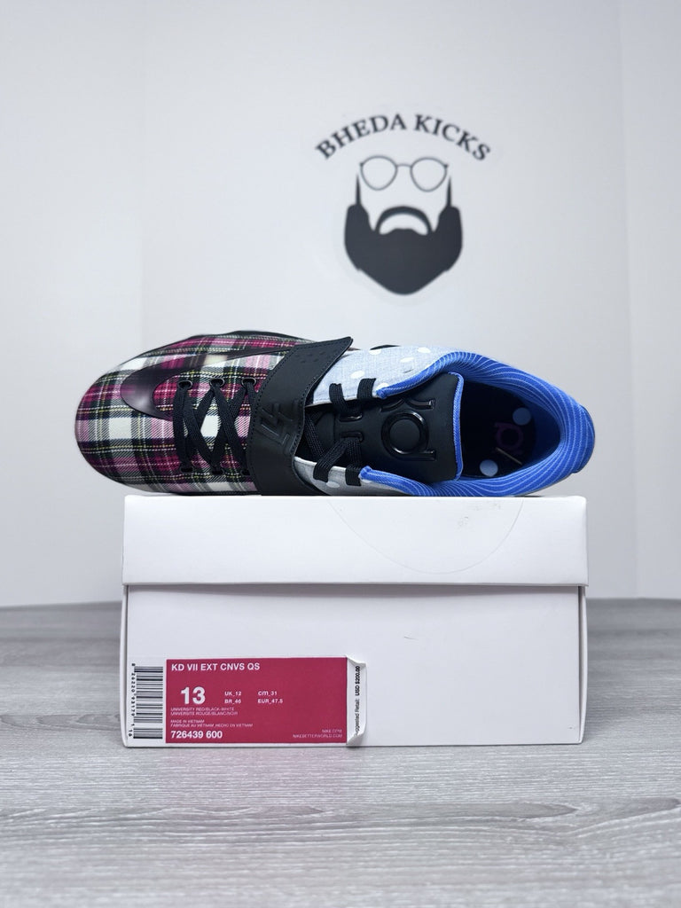 Size 13 - Nike KD 7 EXT Plaid 2015 726439-600 Authentic Rare NEW DS