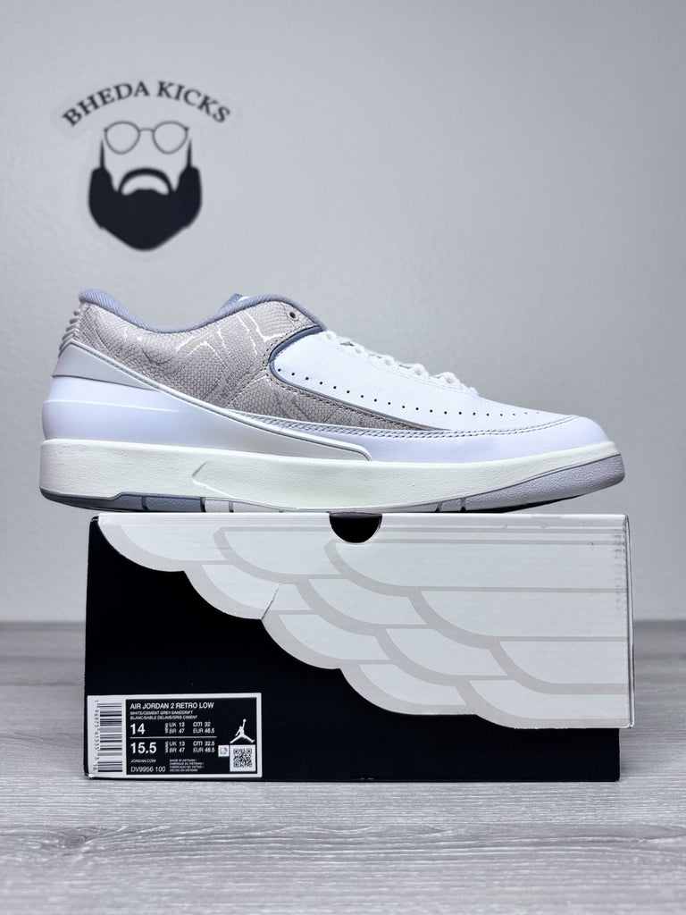 Size 14 - Nike Air Jordan 2 Retro Low Python White Grey Sanddrift DV9956-100