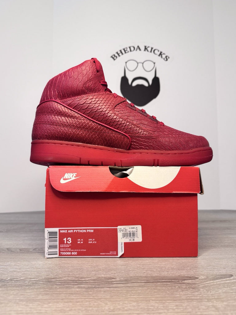 Size 13 - Nike Air Python PRM “Red October” Gym Red 705066-600 Snakeskin NEW DS