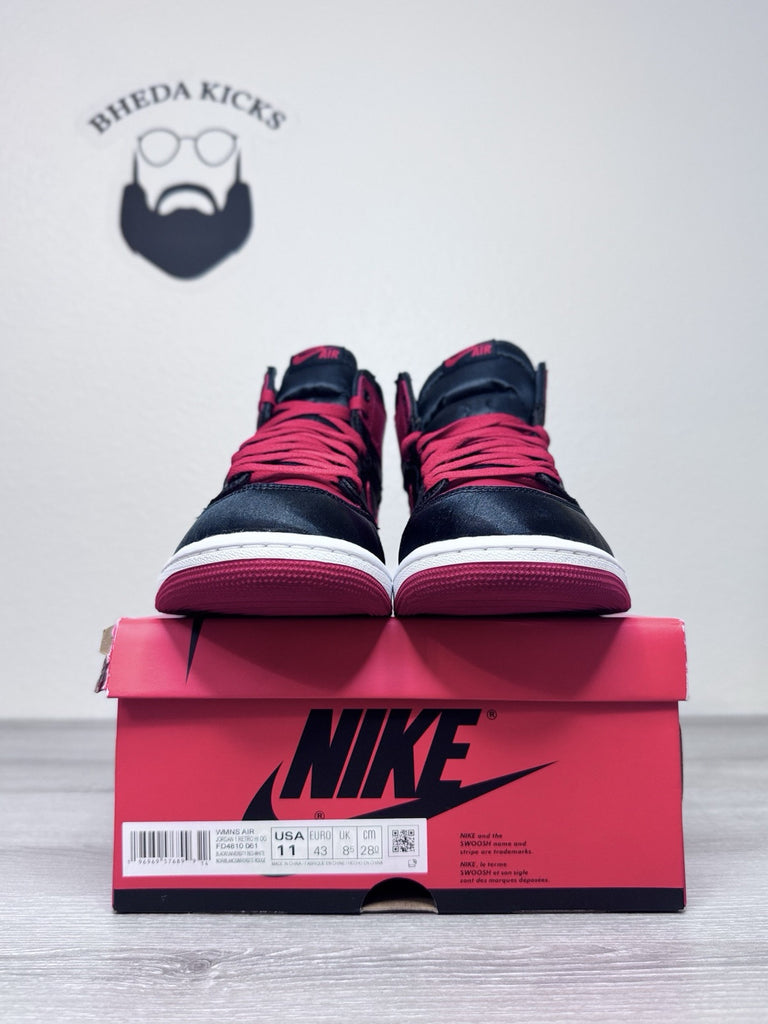 Size 11W/9.5m - Air Jordan 1 Retro OG 2023 High Satin Bred FD4810-061 Preowned