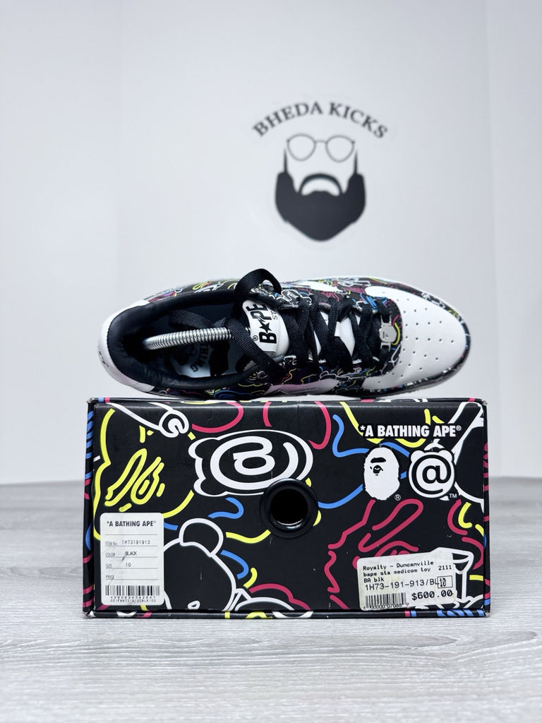 Size 10 - A Bathing Ape Medicom Toy x Bapesta M2 Low Be@r Camo Black