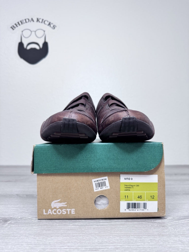 Size 12 - LACOSTE SPORT Strap VITO 3 C93 Brown Leather Loafer Shoes Sneakers