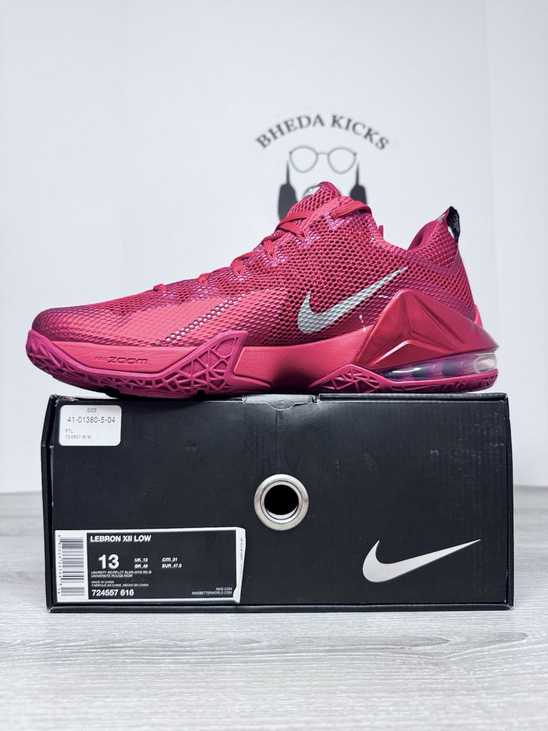 Size 13 - Nike LeBron 12 Low University Red 2015 724557-616 NEW DS