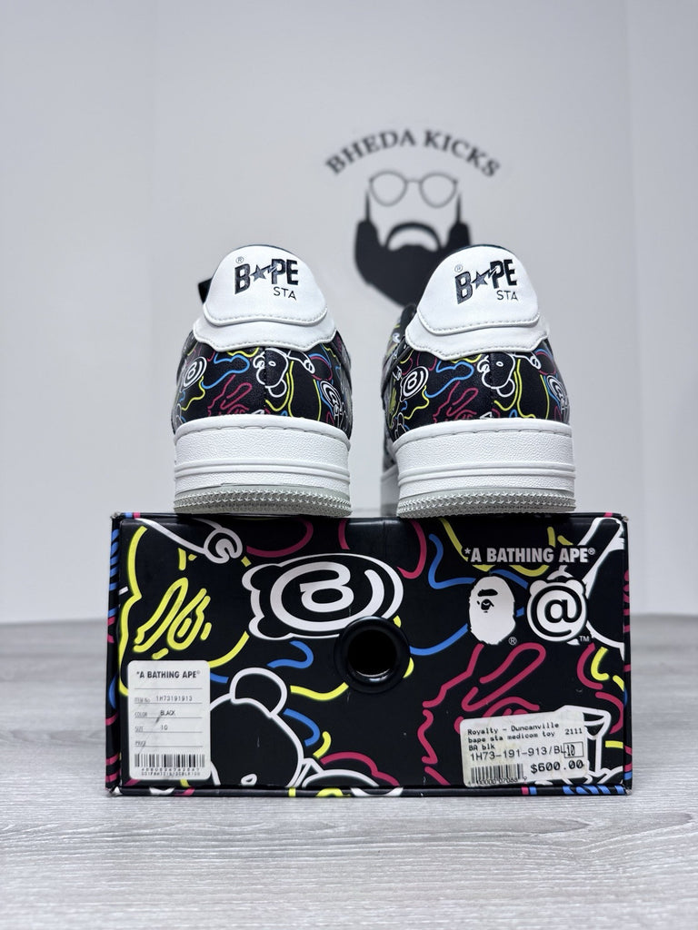 Size 10 - A Bathing Ape Medicom Toy x Bapesta M2 Low Be@r Camo Black