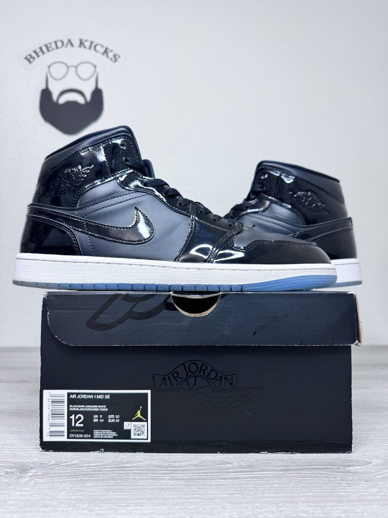 Size 12 - Nike Air Jordan 1 Mid SE Space Jam Black Concord DV1308-004 Mens