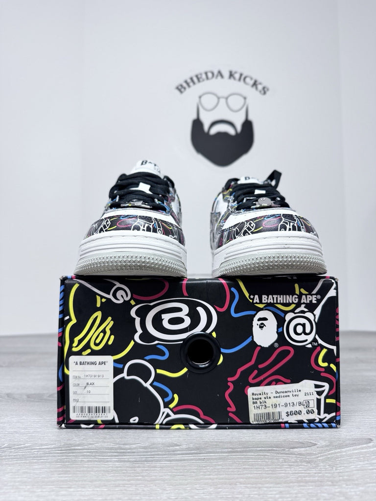 Size 10 - A Bathing Ape Medicom Toy x Bapesta M2 Low Be@r Camo Black