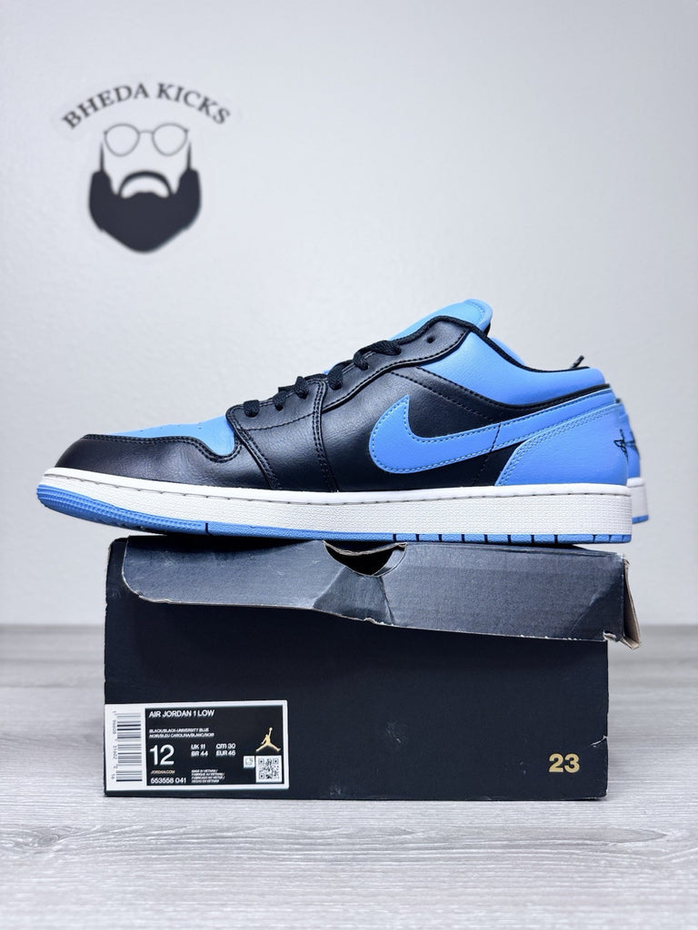 Size 12 - Nike Air Jordan 1 Low Black University Blue 553558-041 Men's