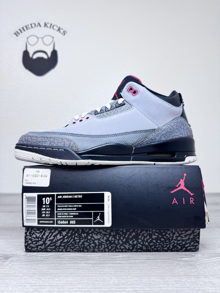 Size 10.5 - Nike Air Jordan 3 Retro Stealth 2011 Preowned 136064-003 Sneakers