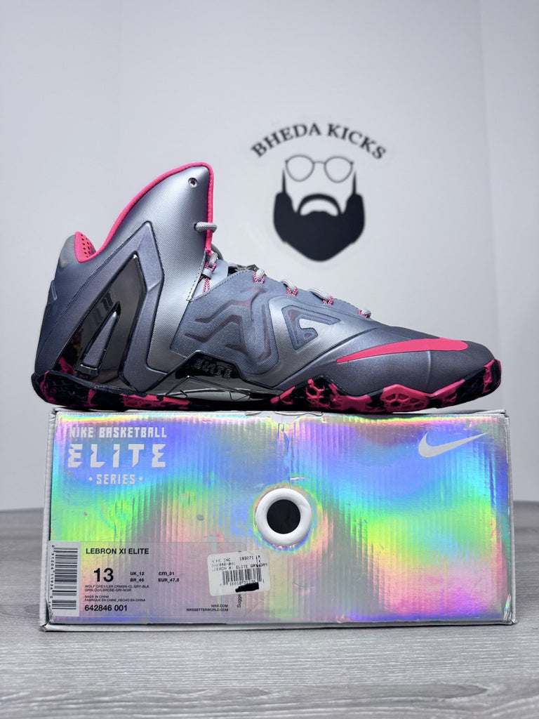 Size 14 - Nike LeBron XI Elite Team Basketball Series Wolf Gray 642846-001 NEW