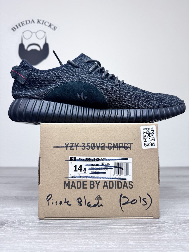 Size 14.5 - adidas Yeezy Boost 350 2015 Pirate Black AQ2659 Preowned Authentic