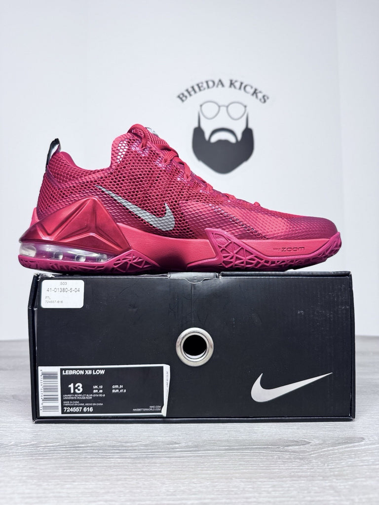 Size 13 - Nike LeBron 12 Low University Red 2015 724557-616 NEW DS